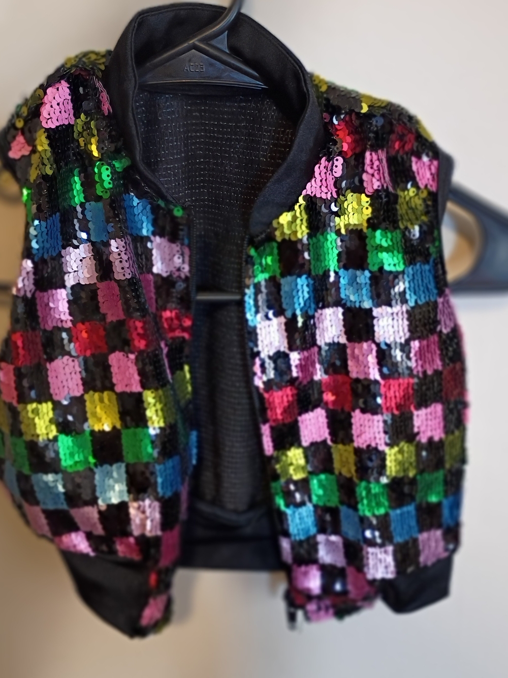 Weissman Kids Multicolor Sequin Checker Jacket with Black Trim
